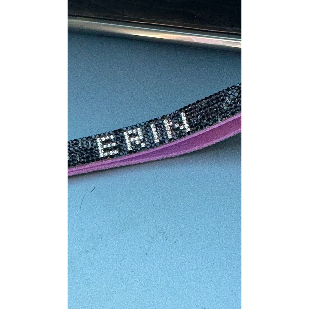Erin Name Rhinestone Keychain Black Purple Crystal Wristlet‎ Strap  Ring